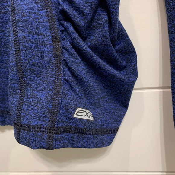 Blue Ruched Athletic Wear Zip Up - Picture 3 of 8